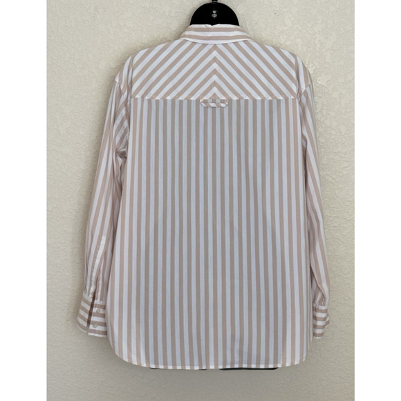 AYR Deep End Button Down Shirt Small Relaxed Peach Stripe Classic Coastal Preppy - Picture 4 of 10